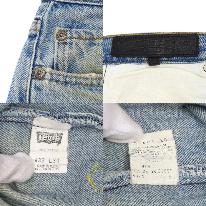 CHROME HEARTS 
CH リーバイス クロスボール ボタン コットン 
リーバイス 501 クロスパッチ デニムパンツ