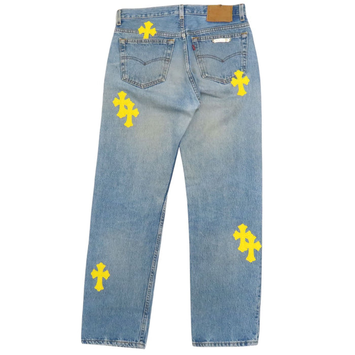 CHROME HEARTS 
CH リーバイス クロスボール ボタン コットン 
リーバイス 501 クロスパッチ デニムパンツ