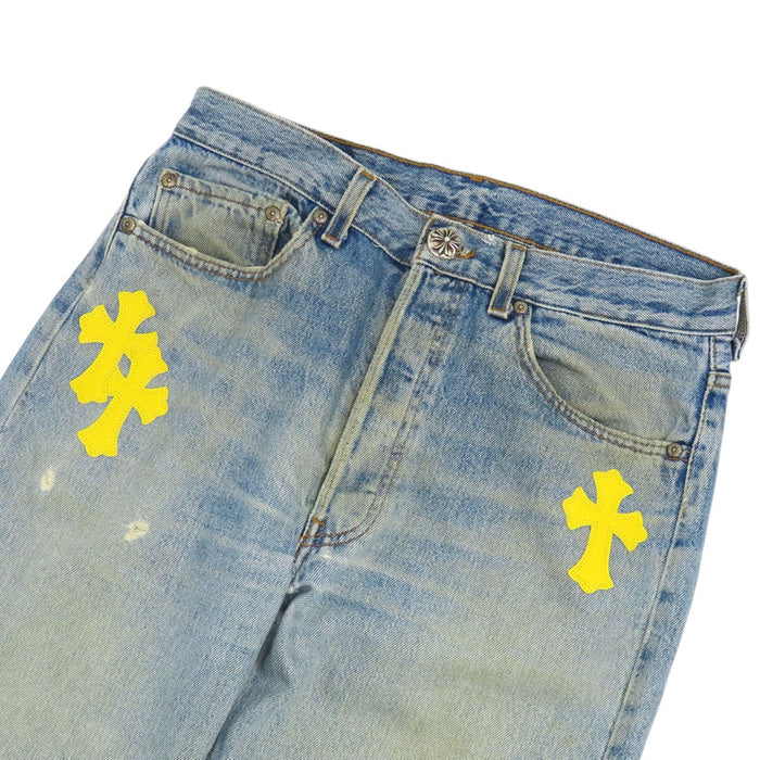CHROME HEARTS 
CH リーバイス クロスボール ボタン コットン 
リーバイス 501 クロスパッチ デニムパンツ