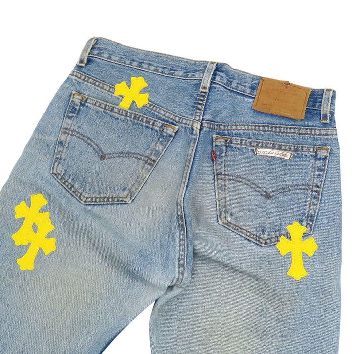 CHROME HEARTS 
CH リーバイス クロスボール ボタン コットン 
リーバイス 501 クロスパッチ デニムパンツ