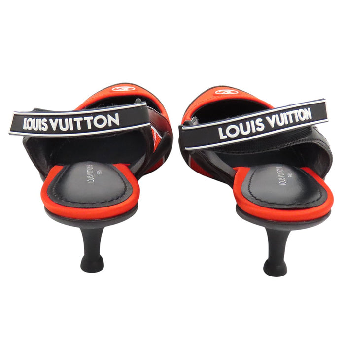 LOUIS VUITTON 
LVサークル ロゴ レザー ファブリック ラバー スリングバック 
アークライト ライン パンプス