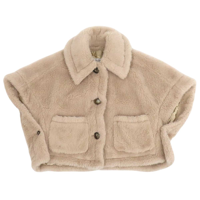 MAX MARA 
ロゴボタン ニューテルツォ アルパカ ウール サンド 
NEWTERZO テディベア ケープ