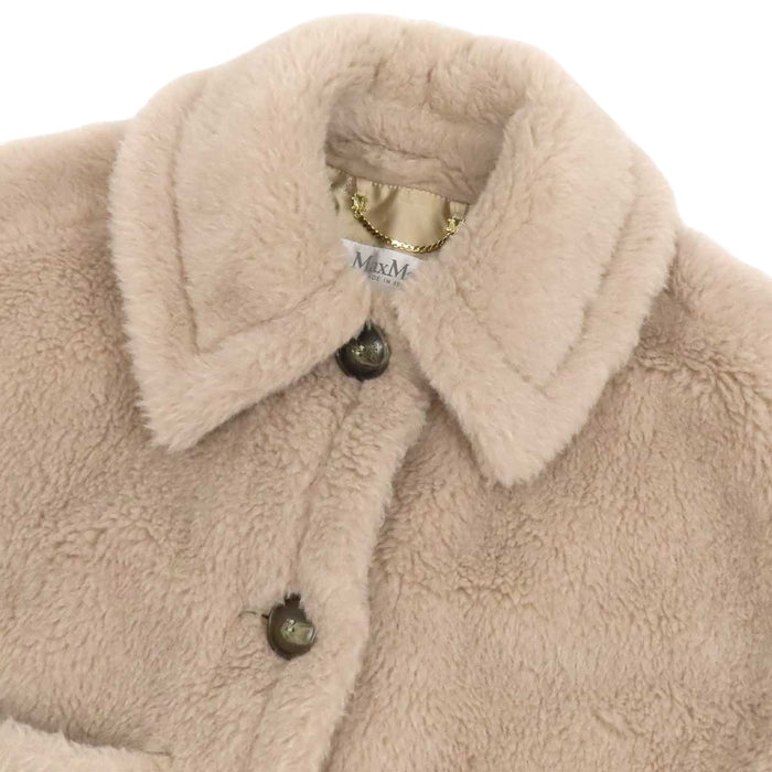 MAX MARA 
ロゴボタン ニューテルツォ アルパカ ウール サンド 
NEWTERZO テディベア ケープ