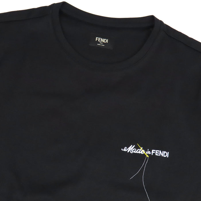 FENDI 
エンブロイダリー 刺繍 コットン クルーネック 
ロゴ 半袖 Tシャツ