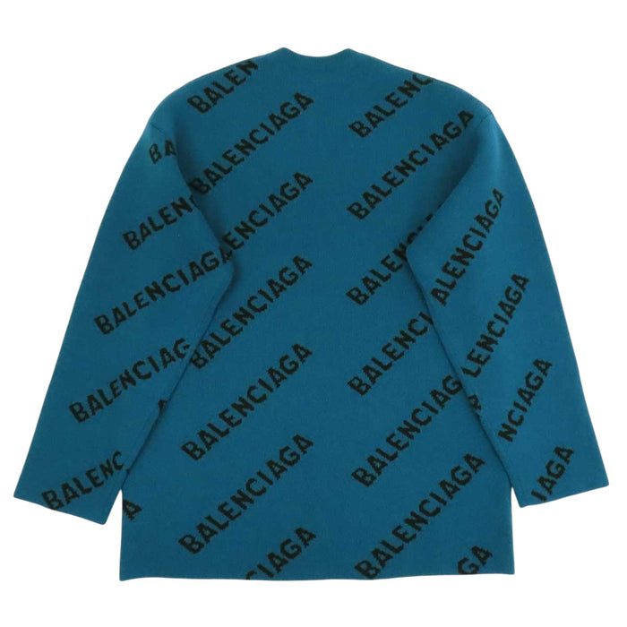 BALENCIAGA 
総柄 クルーネック 
オールオーバーロゴ ウール ニット