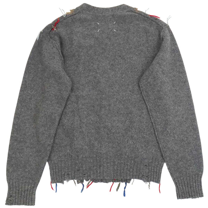 Maison Margiela 
ウール アルパカ ニット ダメージ 
アーガイル カーディガン