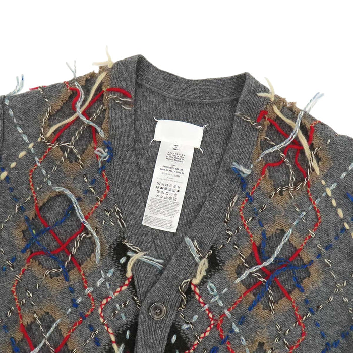 Maison Margiela 
ウール アルパカ ニット ダメージ 
アーガイル カーディガン