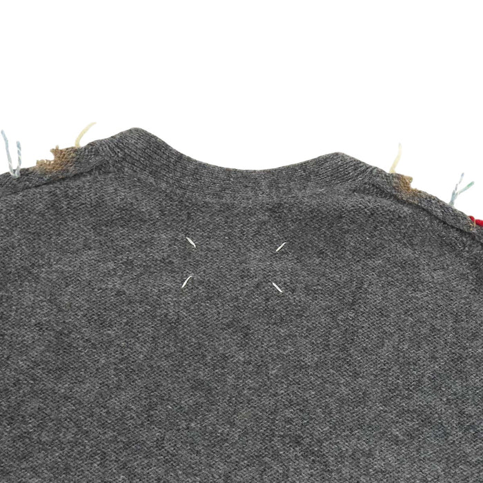 Maison Margiela 
ウール アルパカ ニット ダメージ 
アーガイル カーディガン