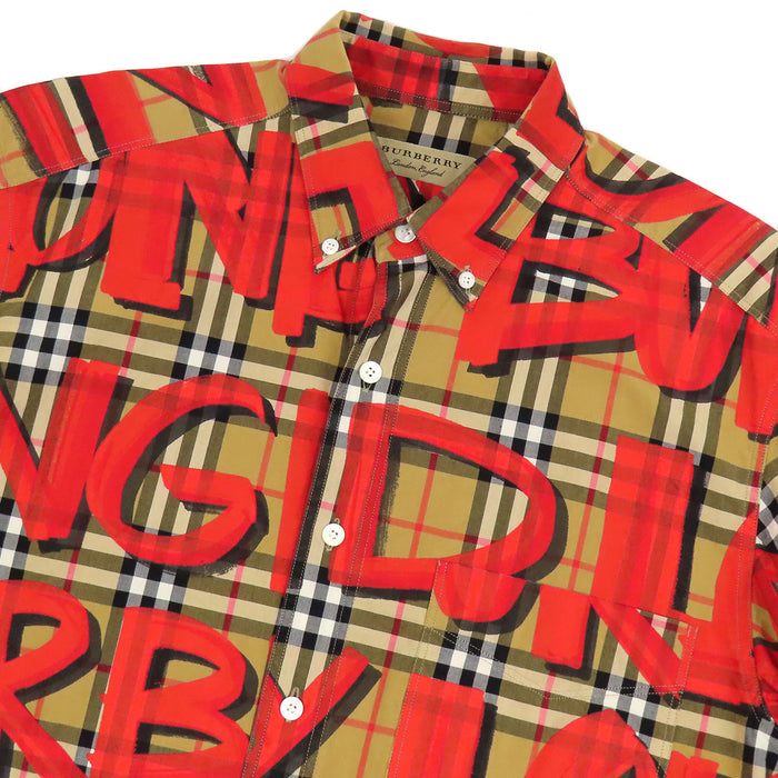 BURBERRY 
ロゴボタン コットン 
グラフィティ ノバチェック シャツ
