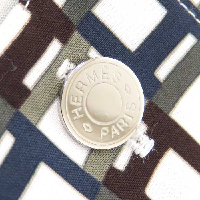 HERMES 
ロゴ 総柄 セリエボタン 
H柄 ロングスリーブ コットン シャツ