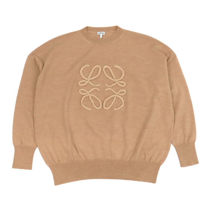 LOEWE Logo Crewneck Long-Sleeve Wool Anagram Embroidered Knit