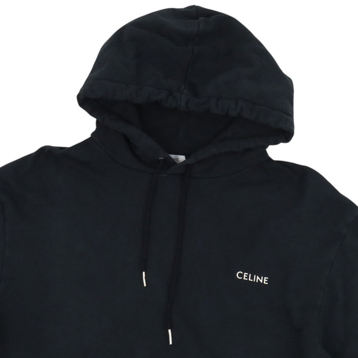 CELINE 
ウォッシュドブラック ウォッシュド加工 スウェット 
ルーズ コットン ロゴ フーディ
