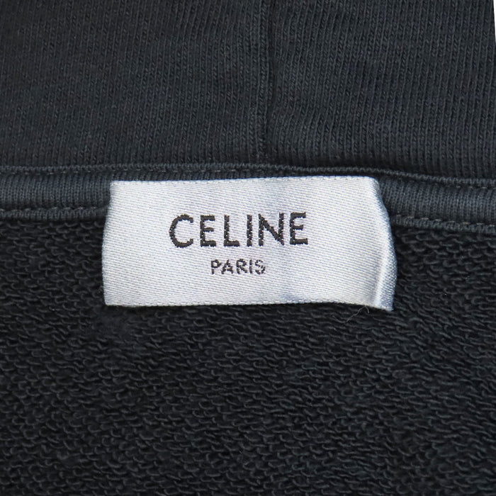 CELINE 
ウォッシュドブラック ウォッシュド加工 スウェット 
ルーズ コットン ロゴ フーディ