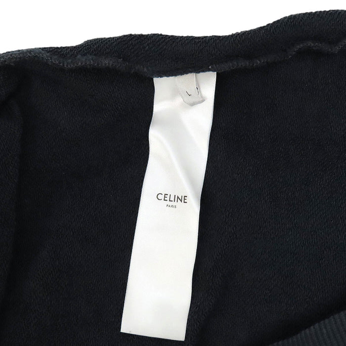 CELINE 
ウォッシュドブラック ウォッシュド加工 スウェット 
ルーズ コットン ロゴ フーディ