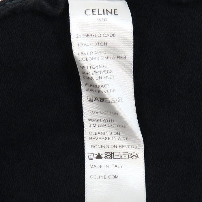 CELINE 
ウォッシュドブラック ウォッシュド加工 スウェット 
ルーズ コットン ロゴ フーディ