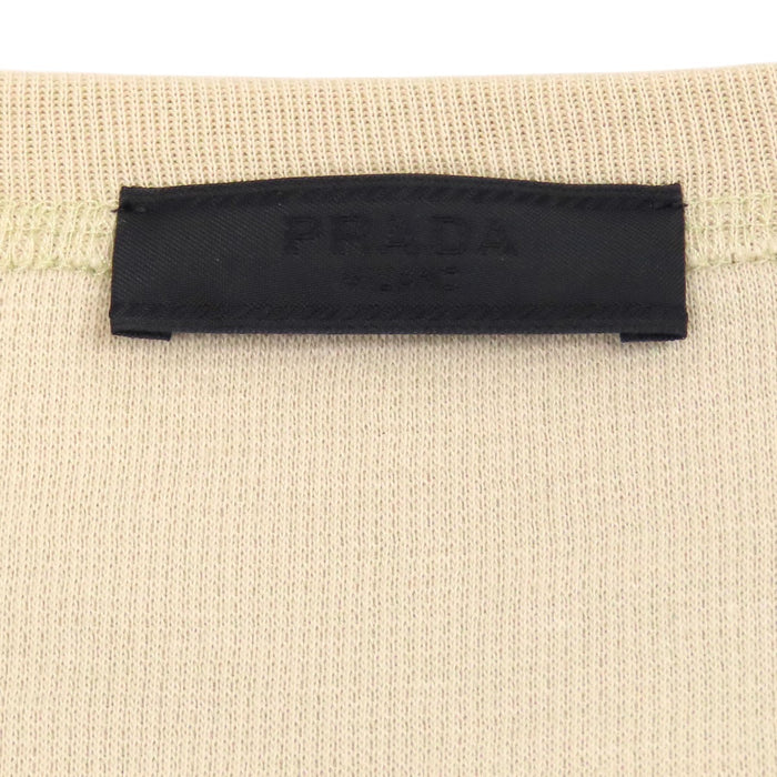 PRADA 
クルーネック コットン シルバーカラー 
トライアングルロゴ 半袖 Tシャツ