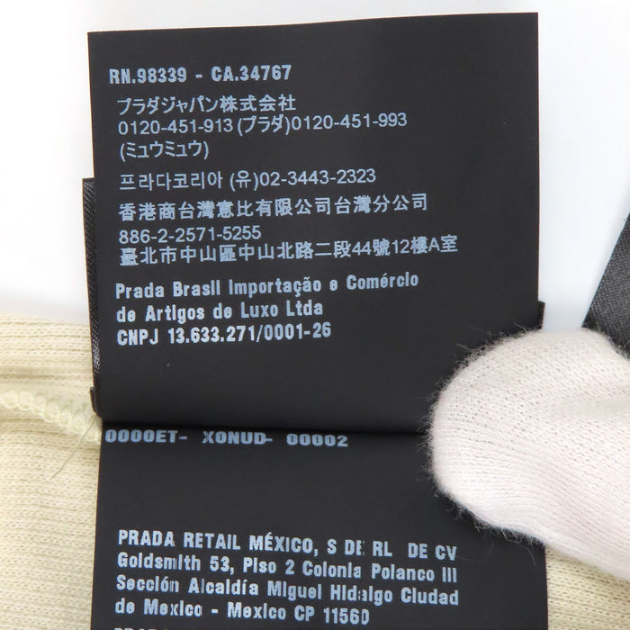 PRADA 
クルーネック コットン シルバーカラー 
トライアングルロゴ 半袖 Tシャツ