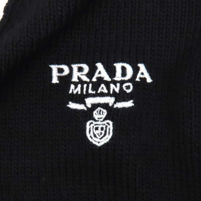 PRADA 
コットン リブ バイカラー 
ロゴ クロップド カーディガン