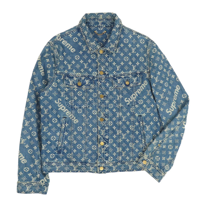 LOUIS VUITTON 
LV×SUPREME コットン ロゴボタン ジャカード 
シュプリーム コラボ モノグラム デニムジャケット