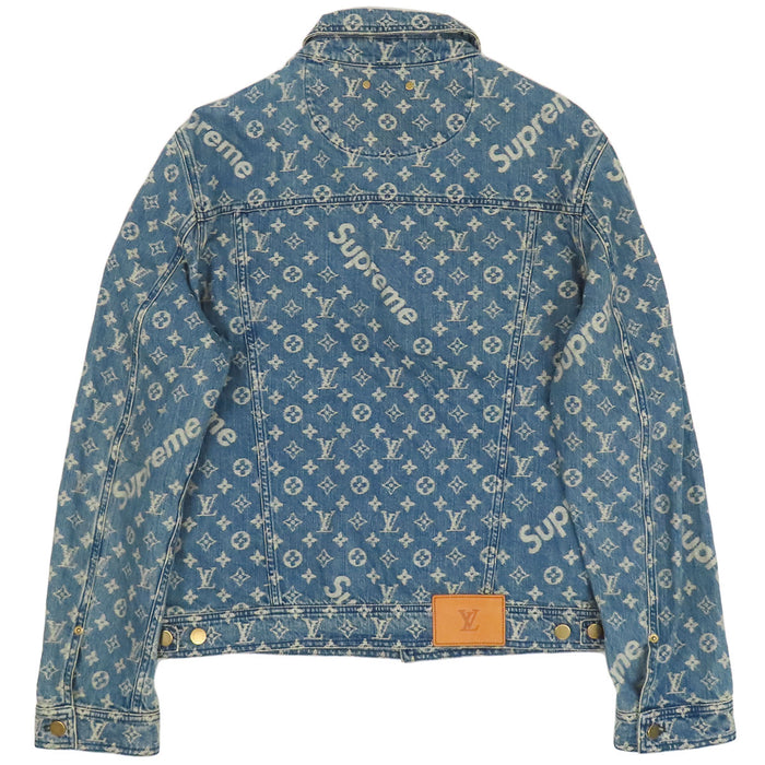 LOUIS VUITTON 
LV×SUPREME コットン ロゴボタン ジャカード 
シュプリーム コラボ モノグラム デニムジャケット