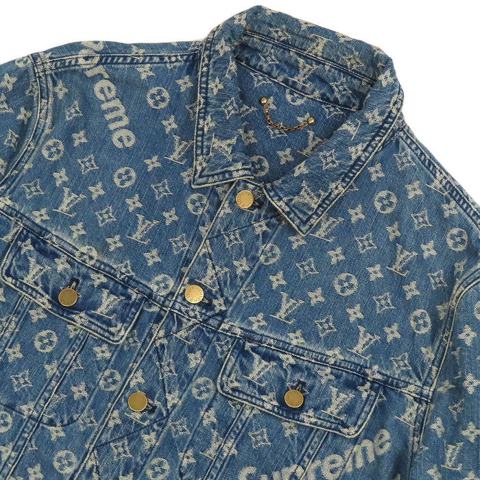LOUIS VUITTON 
LV×SUPREME コットン ロゴボタン ジャカード 
シュプリーム コラボ モノグラム デニムジャケット