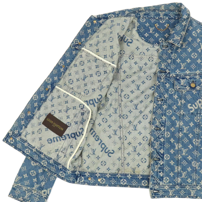 LOUIS VUITTON 
LV×SUPREME コットン ロゴボタン ジャカード 
シュプリーム コラボ モノグラム デニムジャケット