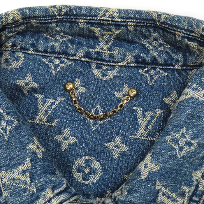 LOUIS VUITTON 
LV×SUPREME コットン ロゴボタン ジャカード 
シュプリーム コラボ モノグラム デニムジャケット