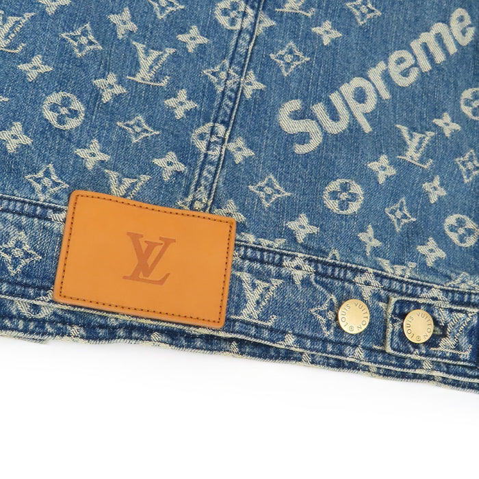 LOUIS VUITTON 
LV×SUPREME コットン ロゴボタン ジャカード 
シュプリーム コラボ モノグラム デニムジャケット