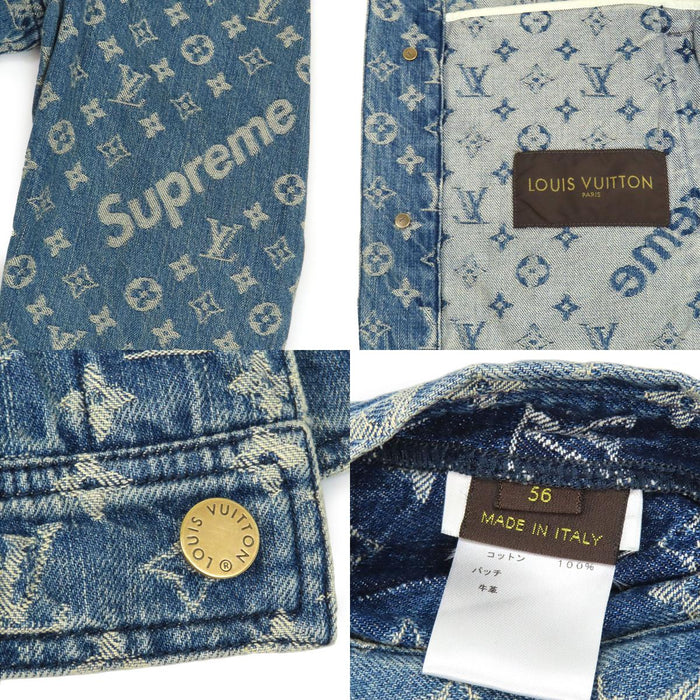 LOUIS VUITTON 
LV×SUPREME コットン ロゴボタン ジャカード 
シュプリーム コラボ モノグラム デニムジャケット