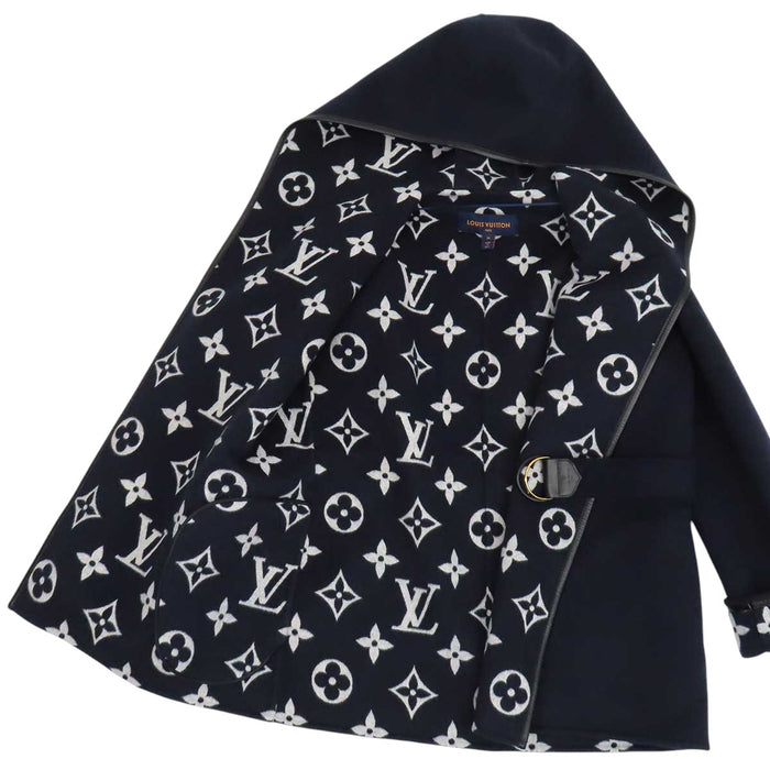 LOUIS VUITTON 
ウール ベルト付き 
モノグラム フーデッド ラップコート