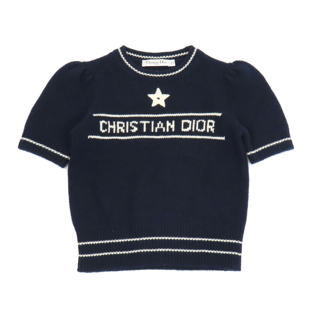 Dior ウール混 カシミヤ混 クルーネック スター ロゴ ショートスリーブ