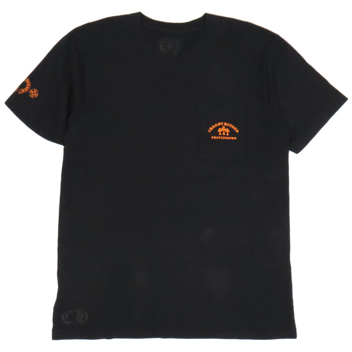 CHROME HEARTS CH Logo Horseshoe Cotton Hollywood Back Cemetery Cross Print T-shirt