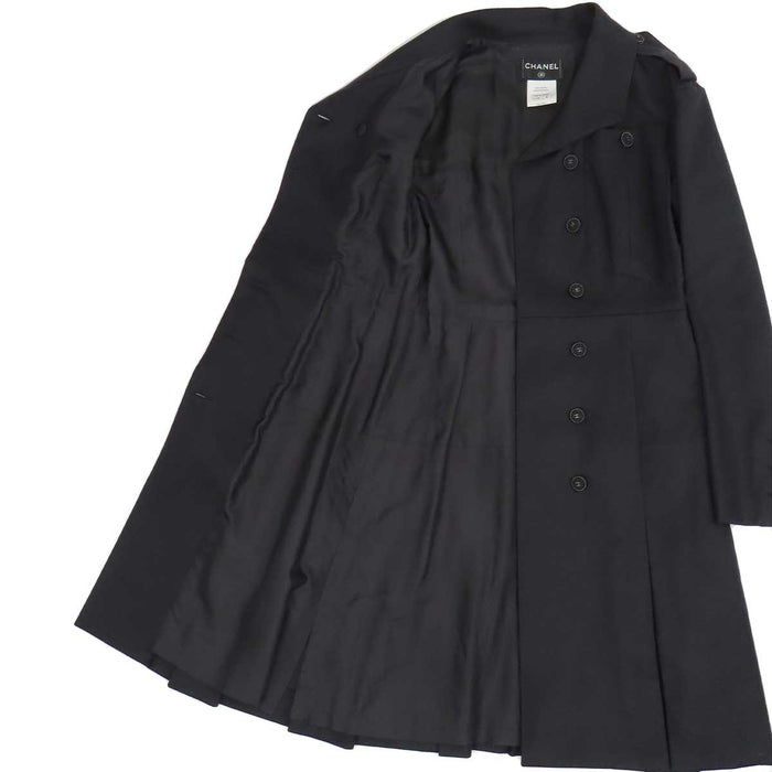 CHANEL 
COCO CC ロゴ ウール混 カシミヤ混 シルバーカラー 
ココマーク ロングコート