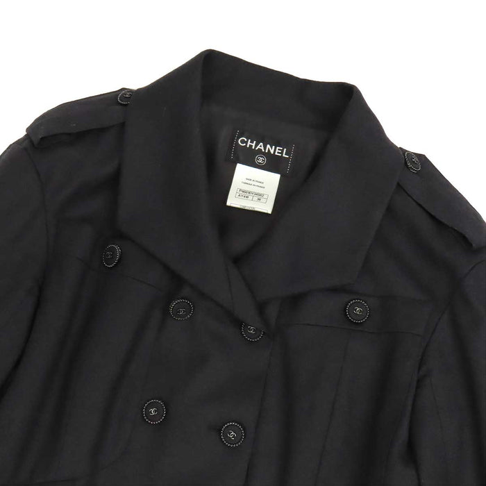 CHANEL 
COCO CC ロゴ ウール混 カシミヤ混 シルバーカラー 
ココマーク ロングコート