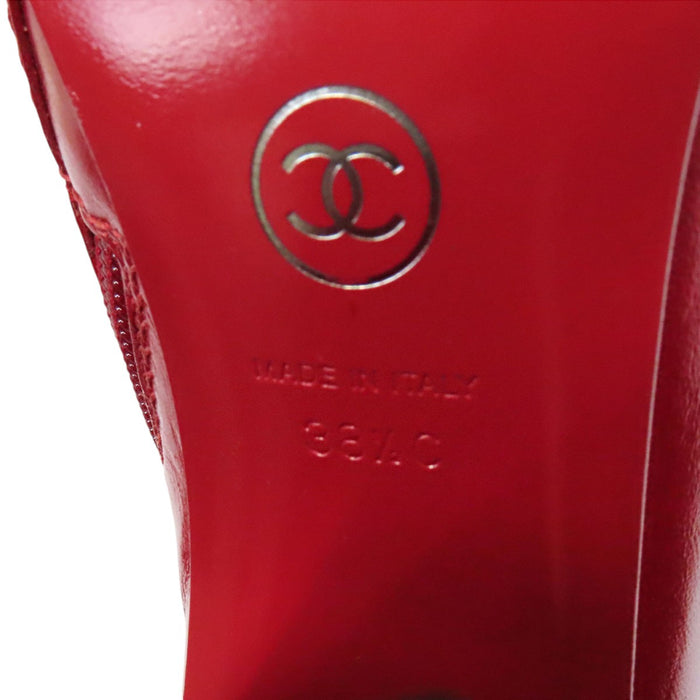 CHANEL 
COCO CC ロゴ レザー キャップトゥ シルバーカラー 
ココマーク チェーン ショートブーツ