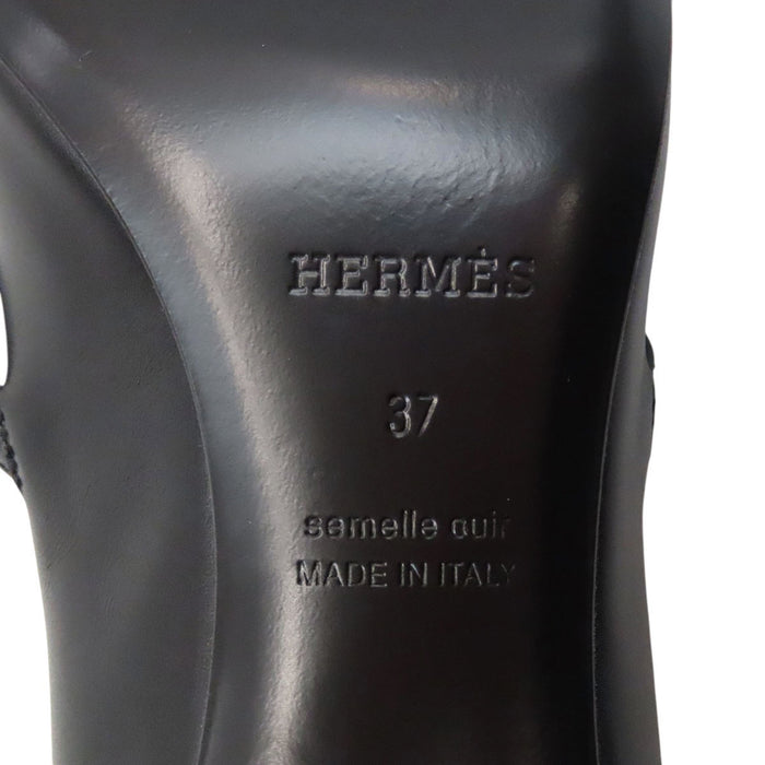 HERMES 
ケリーバックル レザー ポインテッドトゥ シルバーカラー 
キアラ 40 パンプス