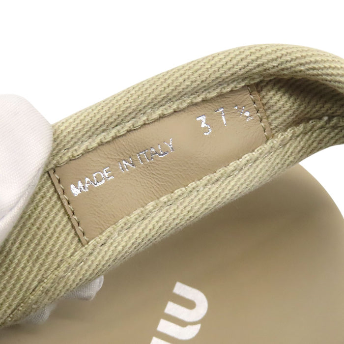MIUMIU  
Logo Thick Sole  
Denim Platform Sandals