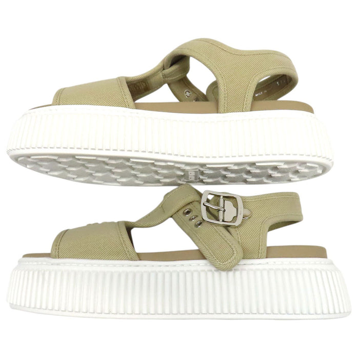 MIUMIU  
Logo Thick Sole  
Denim Platform Sandals