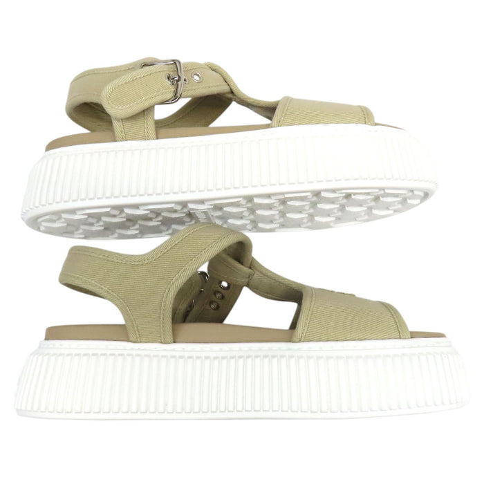 MIUMIU  
Logo Thick Sole  
Denim Platform Sandals