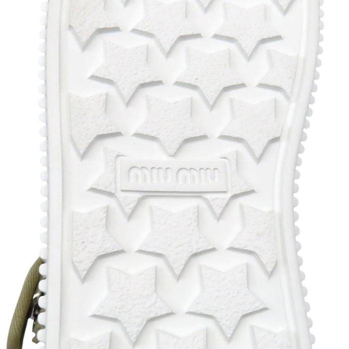 MIUMIU  
Logo Thick Sole  
Denim Platform Sandals