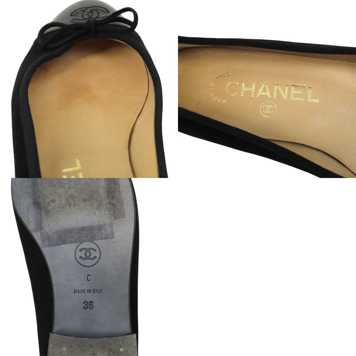 CHANEL 
COCO CC リボン フラット ベロア 
ココマーク バレリーナ パンプス