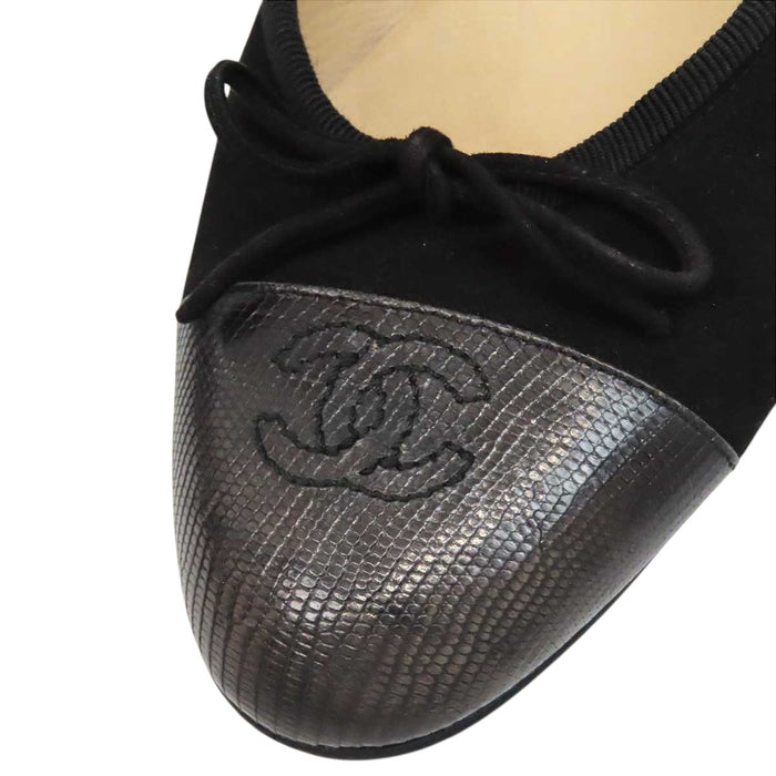 CHANEL 
COCO CC リボン フラット ベロア 
ココマーク バレリーナ パンプス