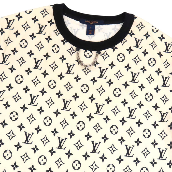 LOUIS VUITTON 
LV ロゴ 総柄 コットン クルーネック 
モノグラム チェーン Tシャツ
