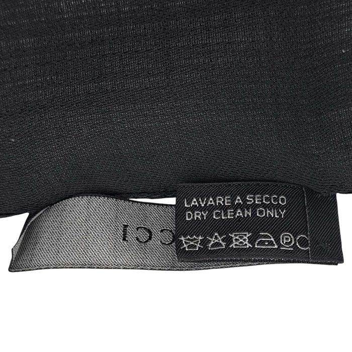 GUCCI 
ロゴ 総柄 フリンジ ウール混 シルク混 
GG ストール