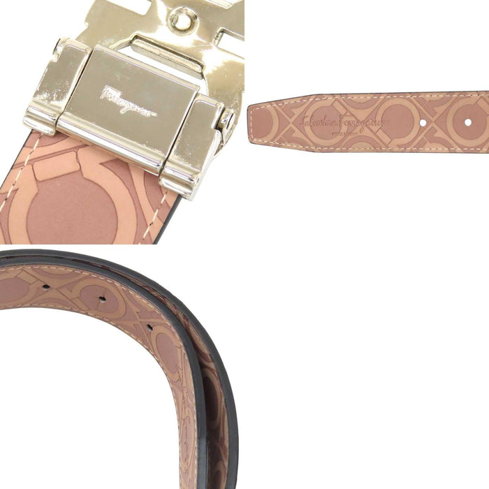 Salvatore Ferragamo 
ロゴ レザー シルバーカラーメタル 
ダブルガンチーニ リバーシブル ベルト
