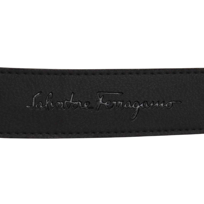 Salvatore Ferragamo 
ロゴ レザー シルバーカラーメタル 
ダブルガンチーニ リバーシブル ベルト