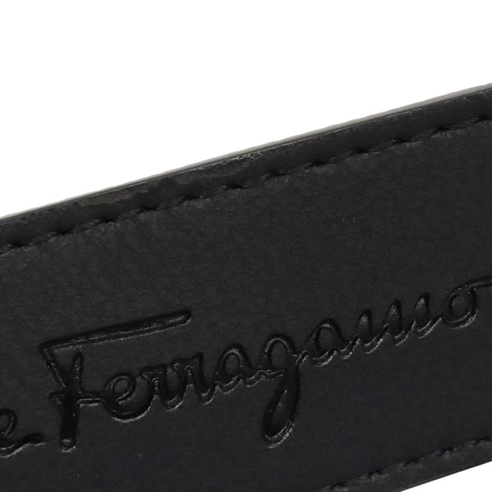 Salvatore Ferragamo 
ロゴ レザー シルバーカラーメタル 
ダブルガンチーニ リバーシブル ベルト