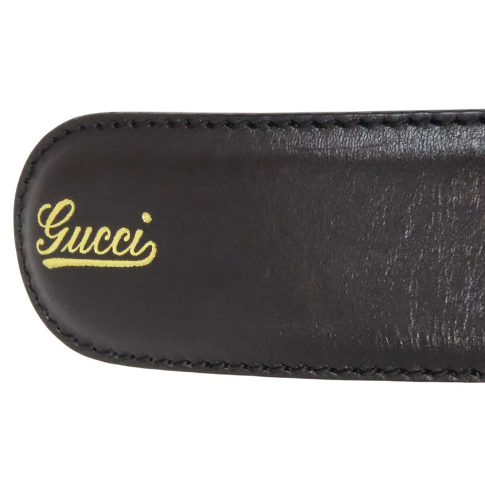 GUCCI 
レザー ゴールドカラー 
ホースビット バンブー バックル ベルト