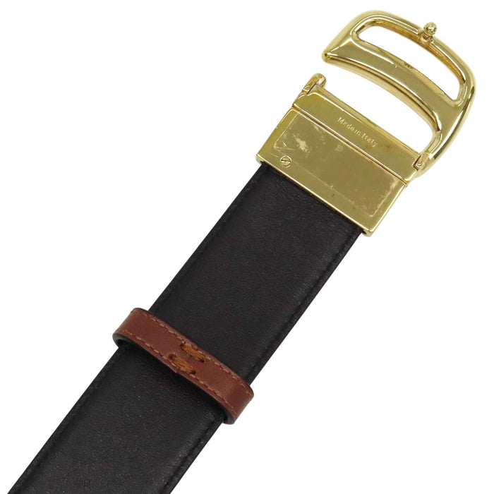 Salvatore Ferragamo 
レザー ゴールドカラーメタル 
ロゴ バックル ベルト