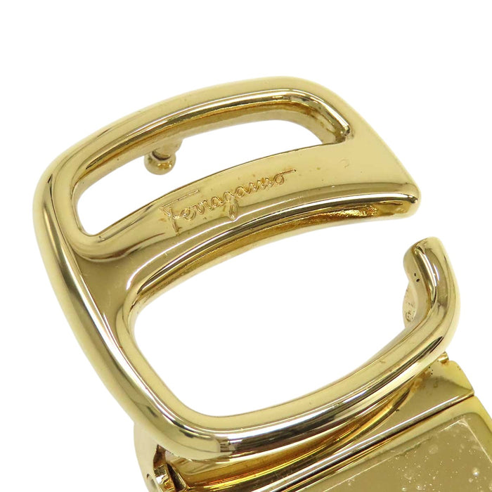 Salvatore Ferragamo 
レザー ゴールドカラーメタル 
ロゴ バックル ベルト